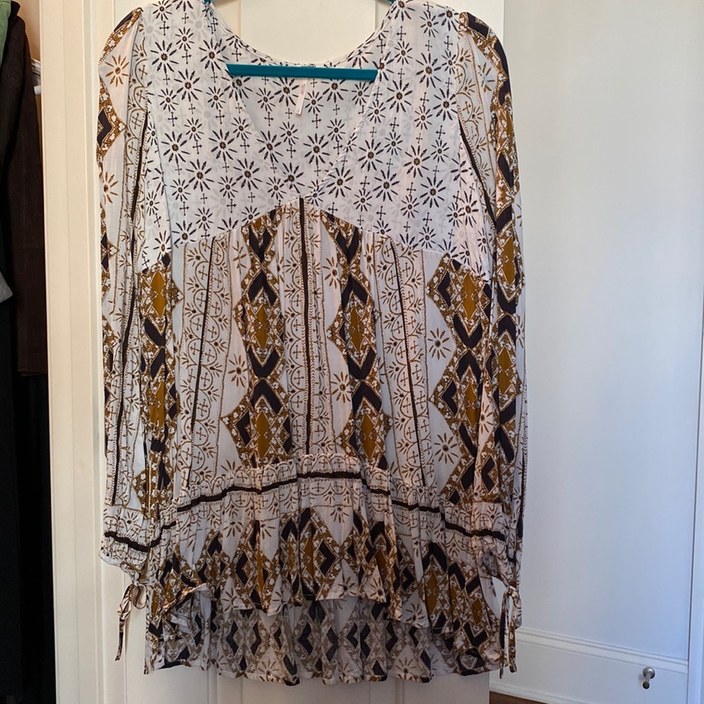 Free People Printed Long Sleeve Tunic Top - Size Small